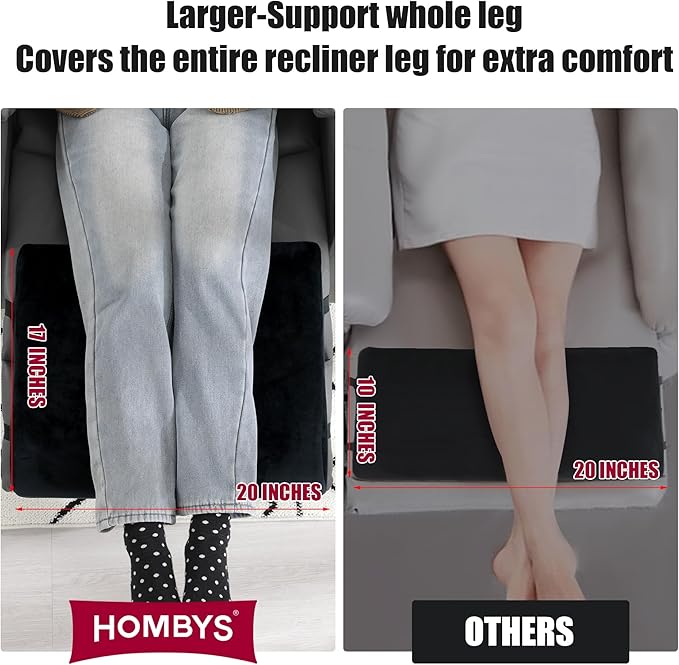 HOMBYS Extra Large Recliner Leg Pillow, Memory Foam Foot Rest Cushion Wave Shape Recliner Footrest Extender, Multi Purpose Back & Lumbar Support Pillow for Recliner, Bed, Sofa Couch, Black
