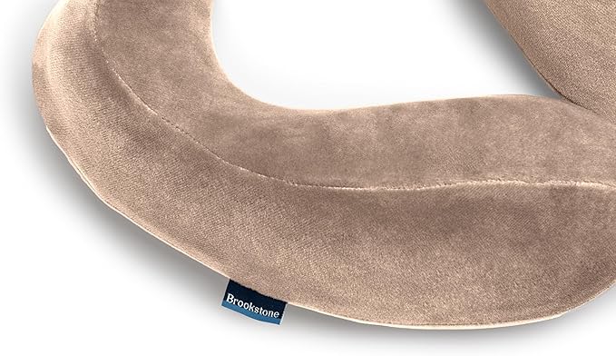 Brookstone Contoured Memory Foam Head and Neck Travel Pillow Ergonomic and Lightweight, Size One Size, Soft Pink