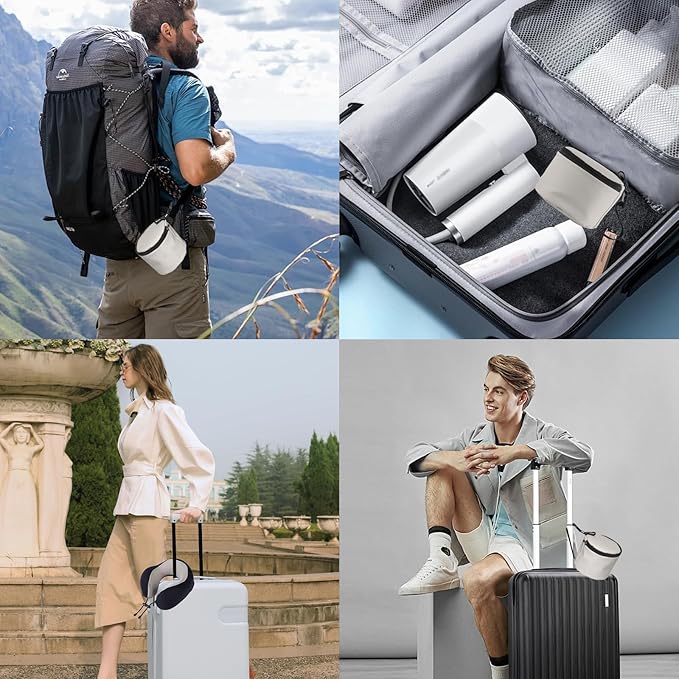 Travel Neck Pillow, Curved Ergonomic Design, Ice Silk Fabric is Comfortable and Breathable, The Pillowcase is Removable. Comes with Portable Storage Bag and Ear Plugs (Blue)