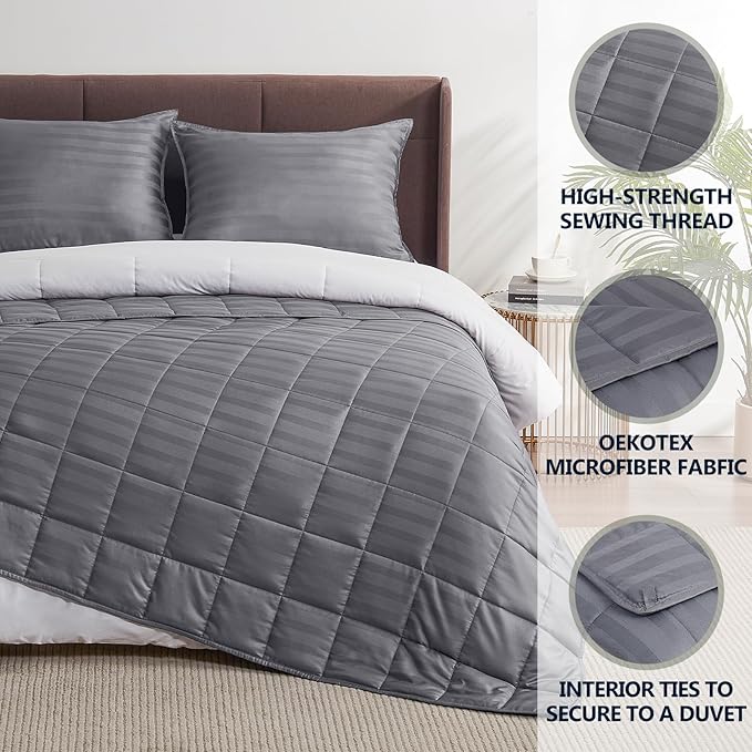 Weighted Blanket(36"x48" 3lbs) Weighted Blanket Cooling Blanket for Sleeping,Throw Size Breathable Blanket with Premium Glass Bead(Stripe Grey)
