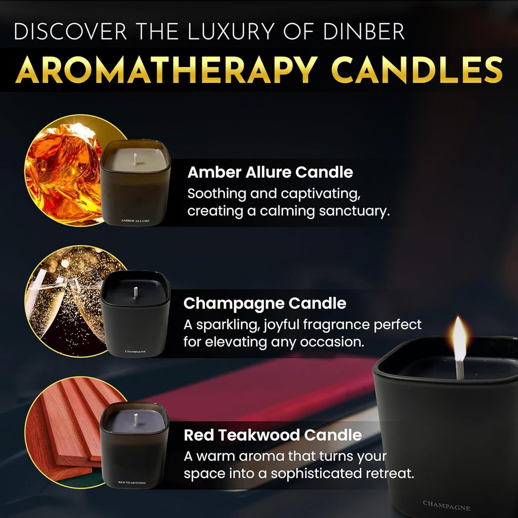 Candle Gift Set – 3 Scented Soy Candles, Clean Burn 50+ Hrs – Flower-Inspired Scents: Amber, Red Tea Wood, Champagne – Bulk Set for Women Giftset, 9.8oz Each, Gift Idea for Women, Home Decor, Birthday