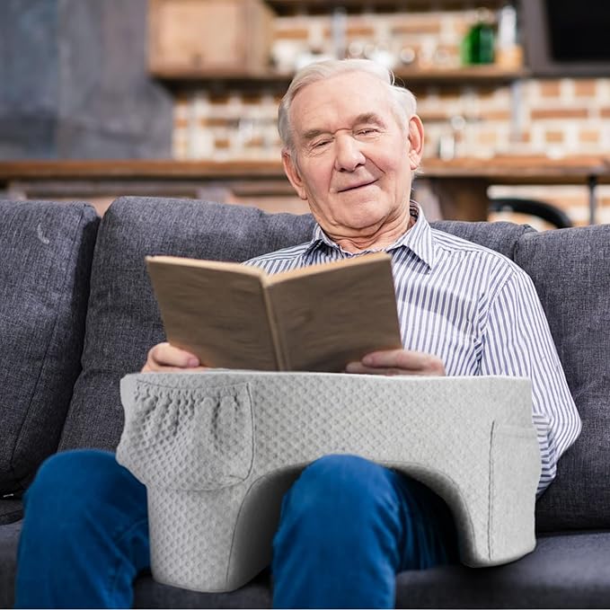 Reading Pillow for Lap & Gaming, Memory Foam Lap Desk Pillow, Extra Large Arm Rest Pillow for Adult, Laptop Pillow for Lap, Reading, Working, Gaming or Sitting in Bed, Floor, Sofa