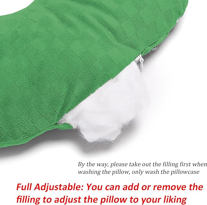 Ear Piercing Pillow for Side Sleepers, Pillow with an Ear Hole for CNH and Ear Pain Ear Inflammation Pressure Sores, O-Shaped Side Sleeping Pillow, Ear Guard Pillow (Emeraldgreen)