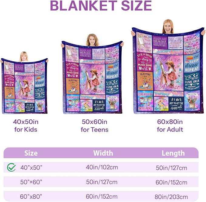 Gifts for Artists, Art Teacher Gifts, Artist Blanket, Art Gifts for Women, Birthday Gift for Art Lovers, Gifts for Artists Women, Painting Blanket on Christmas Birthday 40x50 in