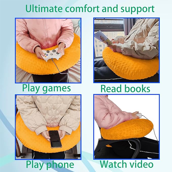 Professional Gaming Pillow for Lap; Arm Rest Pillow Gaming Lap Pillow with Crochet Support - Eliminate Pain in Gaming (Yellow)