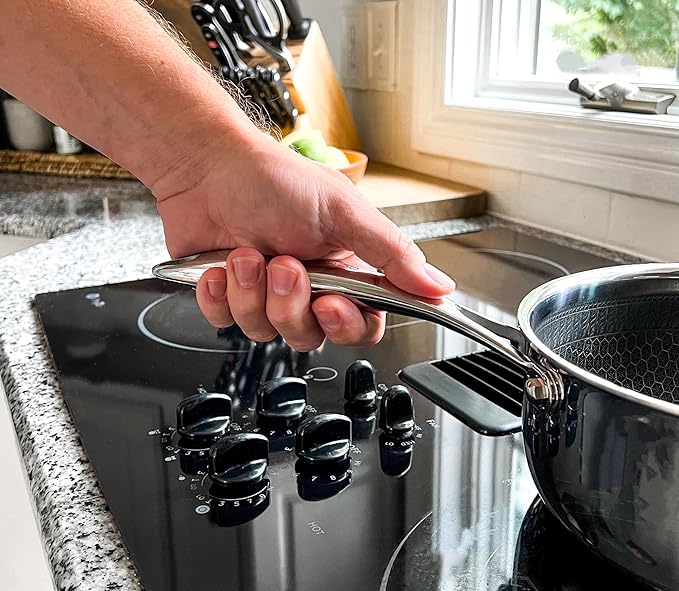 6 Piece Pot Set Hexagon Surface Hybrid Stainless Steel 1.5, 3, and 6 Quart Pots with Lids