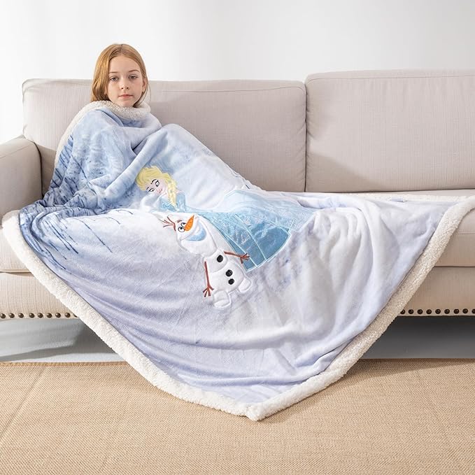 COSUSKET Kids Throw Blanket, 3D Cartoon Embroidery Sherpa Blanket Boys Girls Gifts