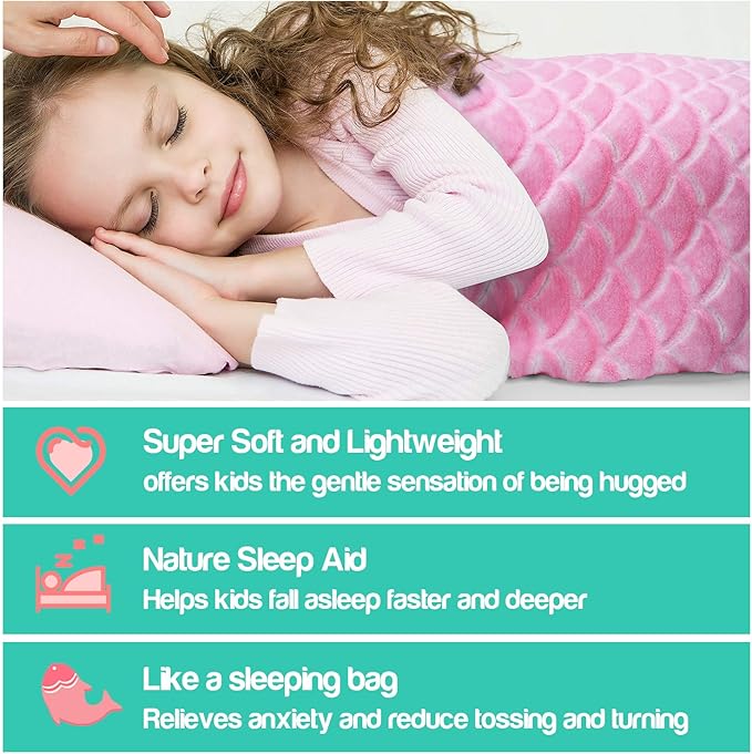 Catalonia Toddlers Mermaid Tail Blanket, Super Soft Plush Flannel Sleeping Snuggle Blanket for Kids, Mermaid Gifts for Girls 4-6, Rainbow Ombre