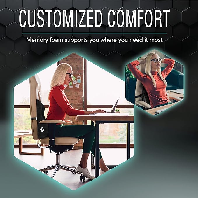 SAMSONITE, [Mid-Low] Back Support Lumbar Pillow for Office Chair or Car Seat, [HIGH GRADE - MEMORY FOAM], Boost your Back Comfort Zone, Versatile Use Supportive Cushion with Soft Plush Cover