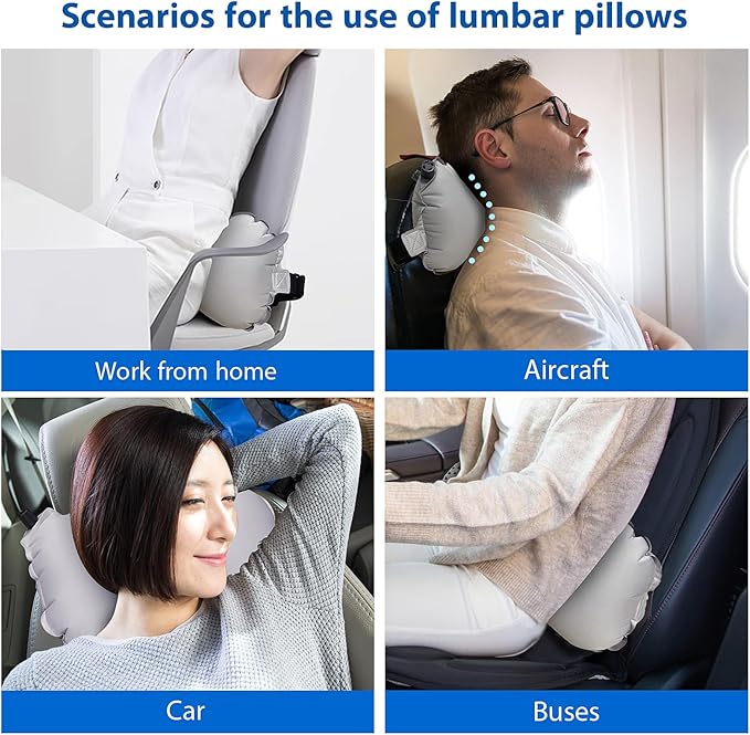 Inflatable Lumbar Pillow for Airplane Travel Lumbar Support Pillow for Car,Inflatable Neck Pillow Inflatable Lumbar Support Inflatable Travel Pillow Lumbar Pillow for car