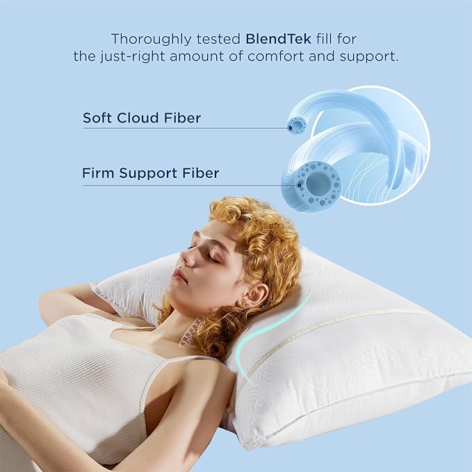 Bedsure Hotel Pillows - Luxury Bed Pillows for Sleeping with Decoration Strip Breathable Cover Soft & Supportive Pillows for Side, Back or Stomach Sleepers (2, Light Khaki, Standard)