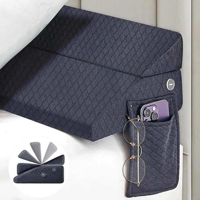 Bed Wedge Pillow for Headboard - Wedge Pillow Headboard Full(54"x10"x6") - Foldable Bed Gap Filler/Headboard Pillow/Mattress Wedge - Fill Gap (0-8") Between Headboard and Mattress - AshGray