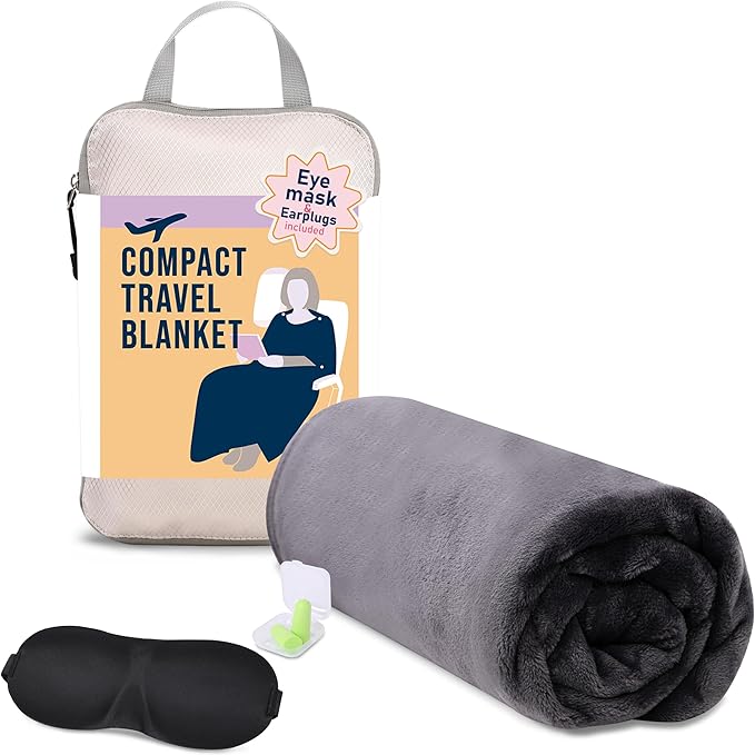 Travel Blanket Airplane Compact-Bag Settravelblanket Travel Blanket Airplane Compact with Bag Travel Essentials for Airplane Long Flight Essential for Women, Men, Kids
