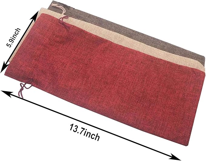 12 Pack Burlap Wine Bag Wine Bottle Gift Bags Pouches with Drawstring for Wedding Party Favors Christmas Holiday and Wine Tasting Party (Wine Red, Gray, Blue)