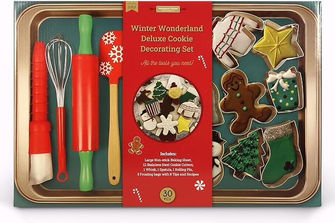 Winter Wonderland 30-piece Real Cookie Baking Set with Recipes for Kids