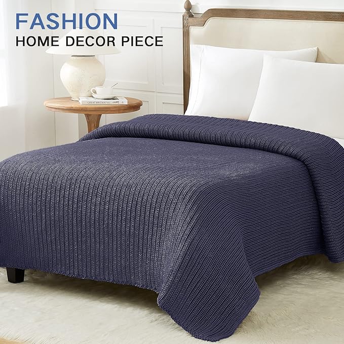 Knitted Weighted Blanket(Dark Grey 50"x60" 5lbs),Home Décor Cooling Throw Blanket for Hot Sleepers,Hand Made Chunky Knit Heavy Blanket Use on Twin Size Bed