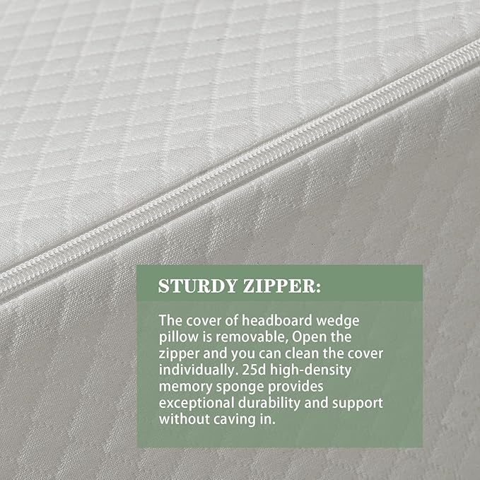 Full (54"x10"x6") Bed Wedge Pillow for Headboard - Bed Gap Filler - Mattress Wedge - Bloster Triangle Pillow for Sleeping to Fill Gap (0-8") Between Headboard and Mattress - Ivory
