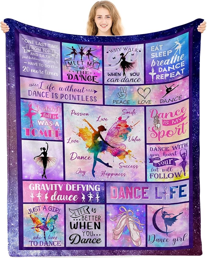 Dance Gifts for Girls, Gifts for Dancers, Dance Blanket, Dancer Gifts for Girls Teens, Ballet Blanket Gymnastics Blanket on Christmas Birthday Thanksgivings 50x60 in