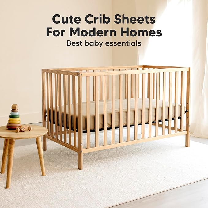 2-Pack Organic Crib Sheets for Boys, Girls - Jersey Fitted Crib Sheet, Baby Crib Sheets Neutral, Crib Mattress Sheet, Cotton Crib Sheets, Breathable Crib Sheet, Baby Mattress Sheets (Pecan)