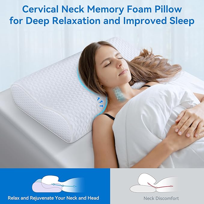 Cervical Neck Pillow King Size - Sandwich Dynamic Memory Foam Pillow for Sleeping, Adjustable Contour Ergonomic Orthopedic Cooling Pillow for Side, Back & Stomach Sleepers Soft