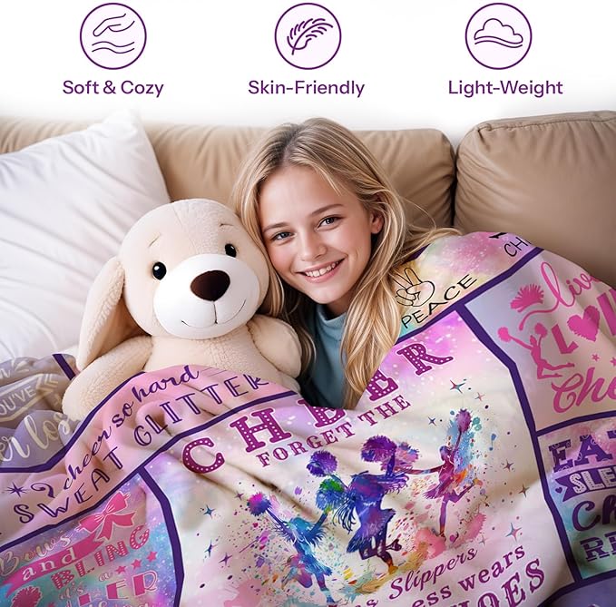 Cheer Gifts, Cheerleader Gifts for Girls, Cheerleader Gifts, Cheer Gifts for Girls, Cheer Coach Gift, Cheer Up Gifts for Women, Cheerleading Gifts Ideas, Cheer Blankets for Girls 40"x50"
