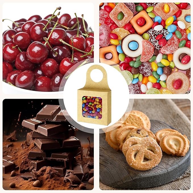 30Pcs Kraft Paper Wine Bottle Box with Window Hanging Foldable Gift Boxes,for Gifts Empty Wine Bottles for Decoration Bottle Hanger Favor Box Gift beauty label with square transparent casement window