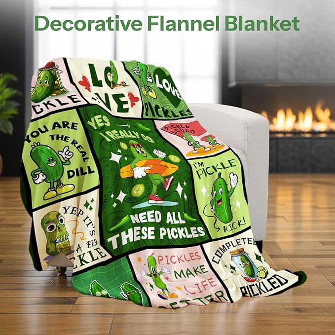 Pickle Blanket, Pickle Gifts for Pickle Lovers, Pickle Lover Gifts, Pickle Themed Gifts, Pickle Blanket for Pickle Lovers, Funny Pickle Gifts Blanket on Birthday Christmas 40x50 in