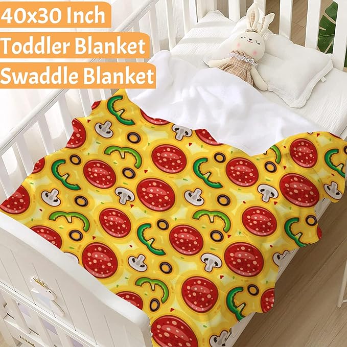 Funny Food Pizza Throw Blanket, Flannel Lightweight Plush Blanket Gift for Girl Boys,Quilt Ultra-soft Throw Fuzzy Blankets for bed Couch Sofa 50"x40" for Kids