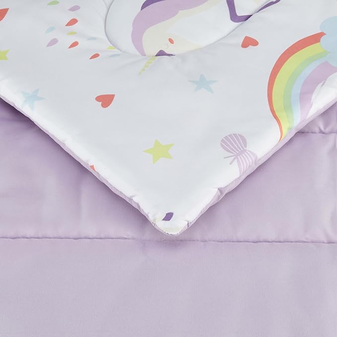 Amazon Basics Microfiber Kid's Bed-in-a-Bag 5 Piece Bedding Set, Twin, Unicorn Print