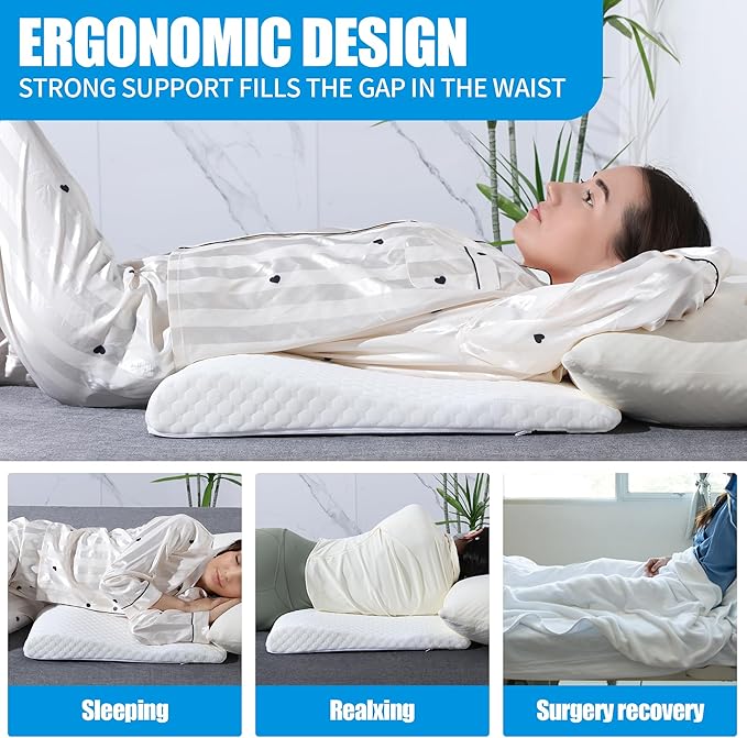 ROYALAY Lumbar Support Pillow for Sleeping Foam Pillow for Back Pain Relief Comfortable Bed Rest Pillow with Removable Cover Elevated Body Pillow for Back Support for side, back, and stomach sleepers
