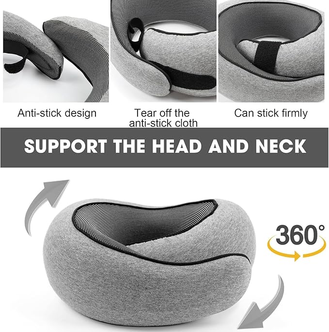 Travel Neck Pillows for Airplanes 2024 New Travel Pillow Neck Travel Pillow Memory Foam Airplane Pillow Soft Airplane Neck Pillow(Grey Black)