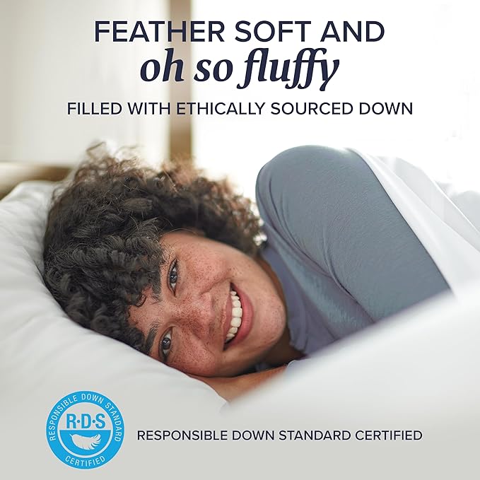 Beckham Hotel Collection King Size Bed Pillows Set of 2 - Down Pillow for Sleeping - Back, Stomach or Side Sleepers