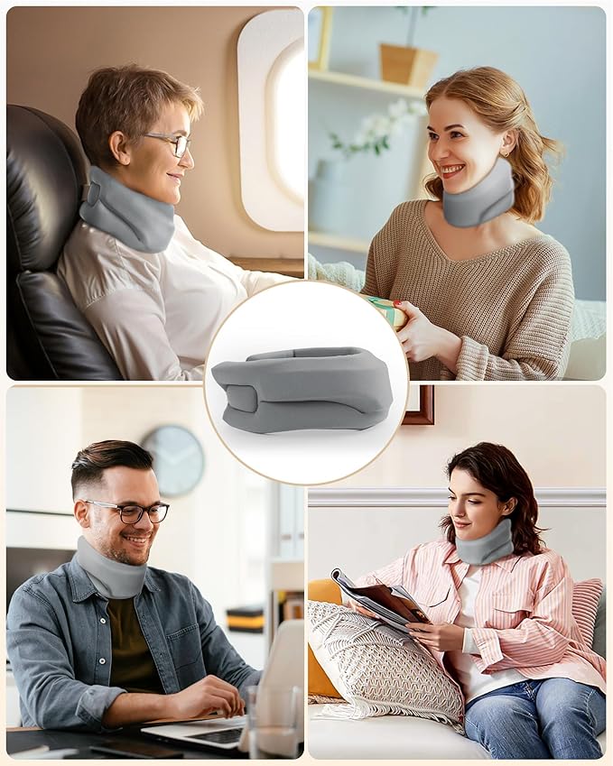 Heated Neck Brace Cervical Collar - Neck Support Brace with Heating Pad, Soft Foam Wraps Keep Vertebrae Stable and Aligned for Relief of Cervical Spine Pressure for Women & Men (S Size) Grey