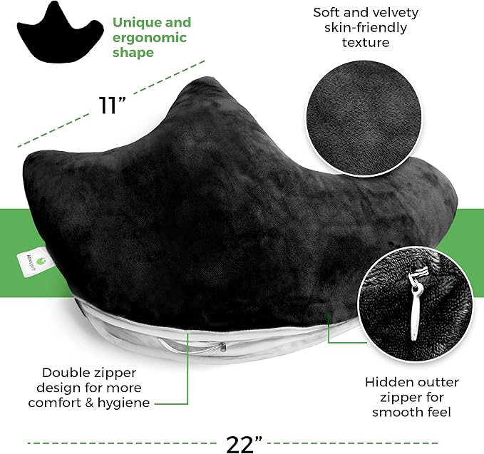 Rotator Cuff Pillow – Soft and Comfortable Shoulder Pillow for Shoulder Surgery – Ergonomic Uniquely Shaped Shoulder Pillow Relief Support – Double Zipper Cover – Machine Washable (Black)