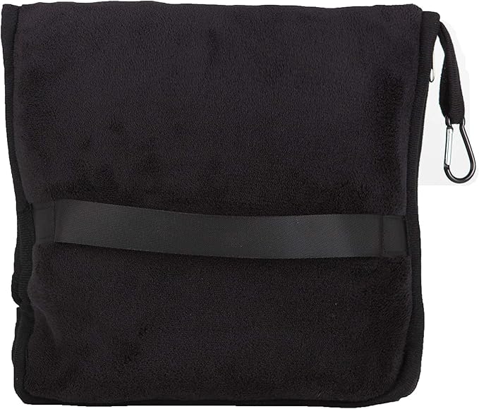 BlueHills 2-Pack Premium Soft Travel Blanket Pillow Airplane Blanket for Two in Soft Bag Pillowcase with Hand Luggage Belt and Backpack Clip, Compact Pack Large Blankets for Travel (Black T014)