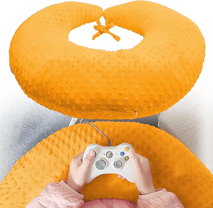 Professional Gaming Pillow for Lap; Arm Rest Pillow Gaming Lap Pillow with Crochet Support - Eliminate Pain in Gaming (Yellow)