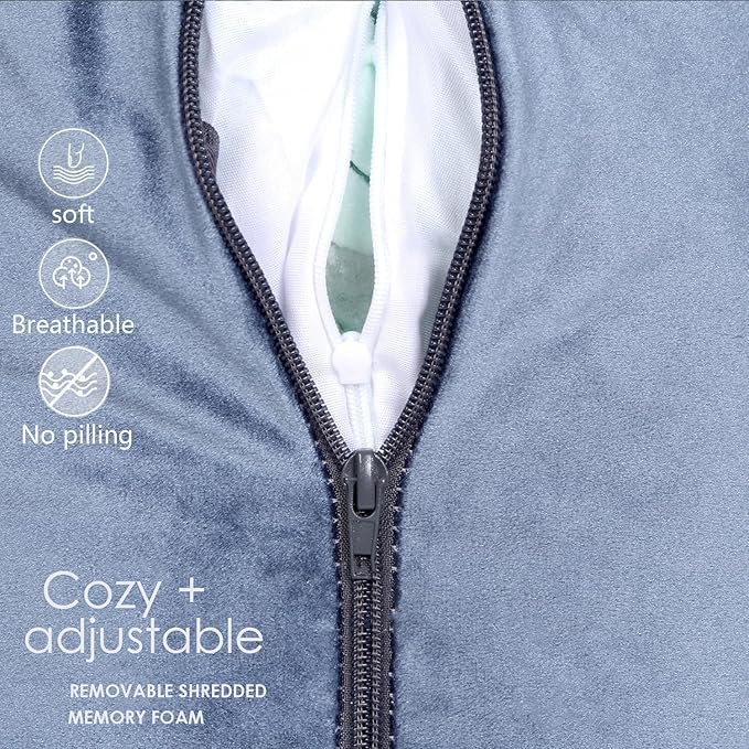 Reading Pillow 31”Wx21”H XL Back Pillow for Bed Sitting Up, Bed Pillow with Shredded Memory Foam Back Pillow for Bed Sitting up Back Support Pillow with Leg Pillow and Pocket for Reading