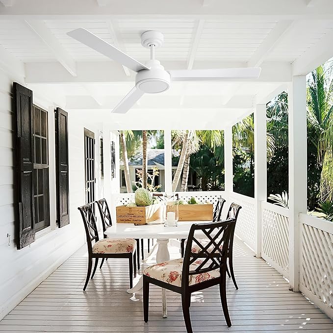 NicBex Ceiling Fan 52 Inch Ceiling Fan Without Light Ceiling Fans with 3 ABS Blades and Remote Control Reversible DC Motor Ceiling Fan for Bedroom, Living Room, White