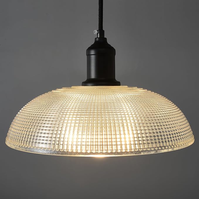 Glass Pendant Light Fixtures - Vintage Pendant Lights Kitchen Island, Hanging Light Fixture for Dining Room, Small Pendant Light for Bedrooms, Black Pendant Lights for Bathroom