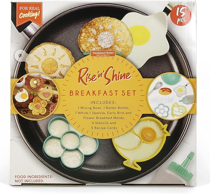 Rise and Shine Breakfast Making Set, 5-piece with Recipes for Kids (Pan Not Included)