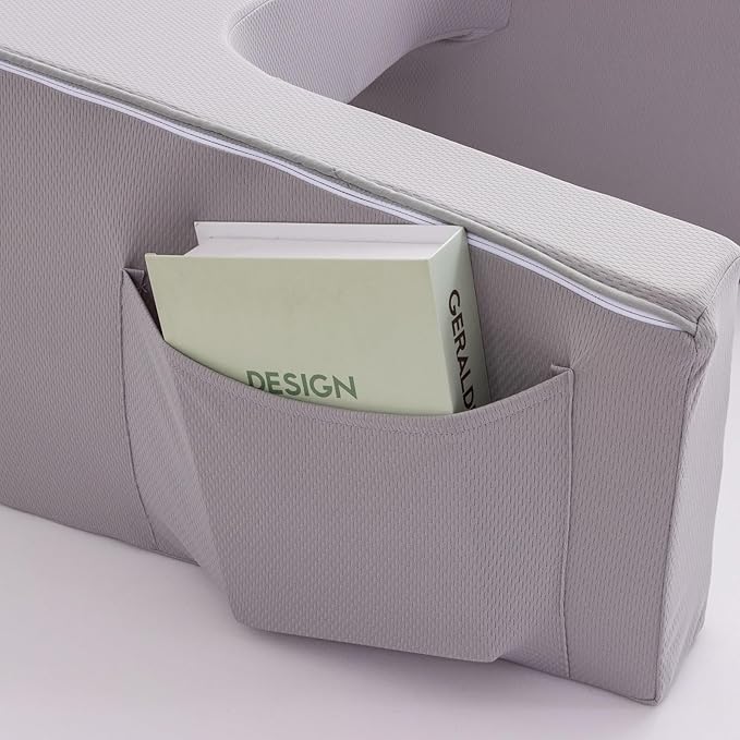 A Nice Night Lap Desk Rest Pillow for Adult,TV Trays Bed Pillow, Memory Foam Rest Pillow for Reading, Working, Playing Switch or Sitting in Bed Sofa Floor,LightGrey