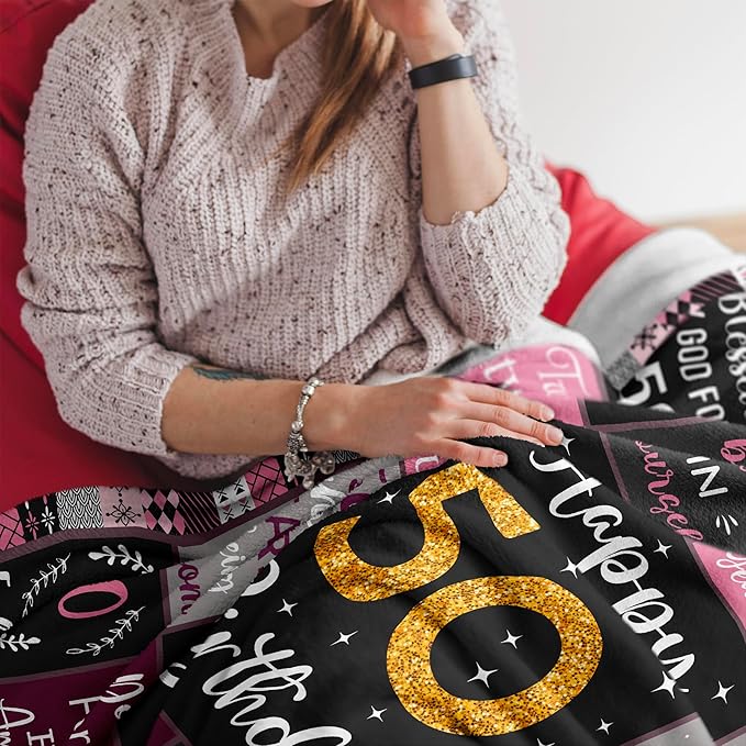 50th Birthday Gifts for Women, 50th Birthday Gift Blanket 50"X60", 50 Year Old Gifts for Women, 50th Birthday Gifts for Her, 50th Birthday Decorations, 50 Years Old Birthday Gifts for Woman