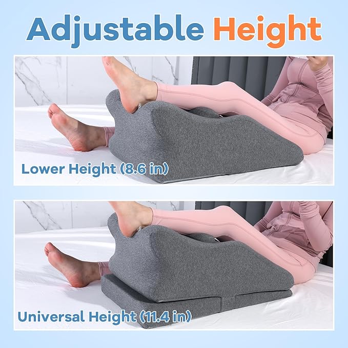 HOMBYS Adjustable Height Face Down Pillow for Sleeping,Reading Wedge Pillow for Headboard,Ergonomic Prone Position Pillow,Memory Foam Pillow for Stomach Sleeper,Back & Neck Pain Relief Incline Cushion