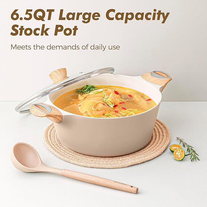 SENSARTE Ceramic Pots and Pans Set Nonstick, Kitchen Cookware Sets, 14-Piece Induction Cookware, 100% Non-toxic Healthy Non Stick Cooking Set, with Frying Pans Set, PFAS PTFE PFOA PFOS Free