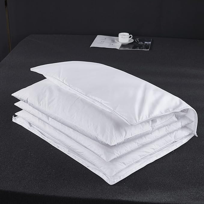 Three Geese Adjustable Layer Goose Feather Pillow,Assemblable Bed Pillow,100% Soft Cotton Cover,Good for Side and Back Stomach Sleeper,King Size,Packaging Include 1 Pillow.