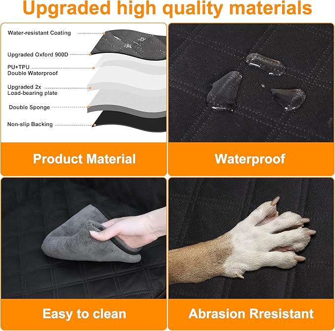 2024 Upgraded Dog Car Seat Cover,Back Seat Extender with Hard Bottom(Holds 480lb),Prevent Dog Falls,Wear-Resistant and Waterproof,Can accommodate 4 Dogs at The Same time.