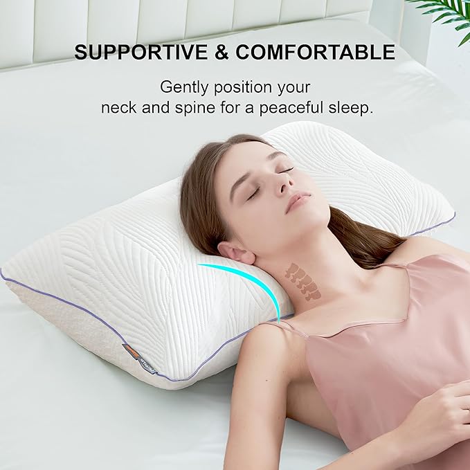 Shredded Memory Foam Pillows Bed Pillows Queen Size Set of 2, Summer Cooling Pillows for Hot Sleepers with Washable Pillowcase, and Winter Soft Dual Sided Pillow for Back Sleepers