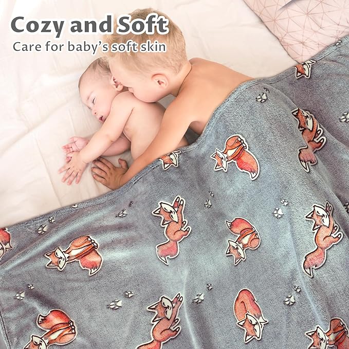 Fox Gifts Toys for Kids Boys Baby- Glow in The Dark Blanket Fox Presents for Birthday Fox Decor Age 12 3 4 5 6 7 8 9 10 Years Old Toddler