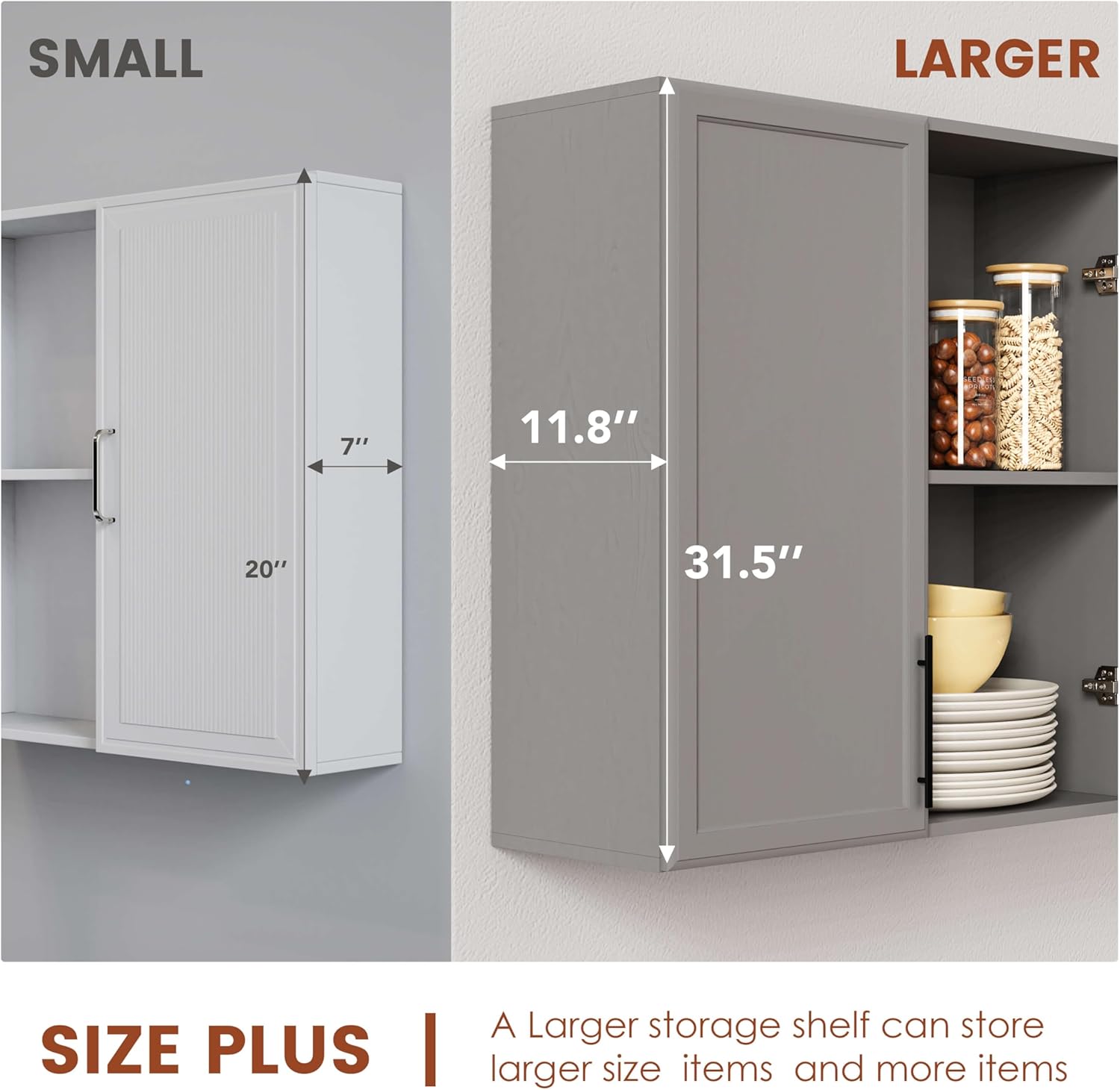 FIMELLO 30" Laundry Room Cabinets Wall Mounted, Ashen Gray