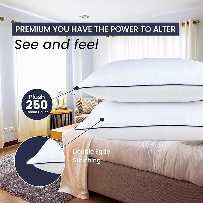 Bed Pillows | Luxurious Adjustable Microfiber Polyester Pillow | Premium Super Soft Pillow | (Queen, Size - Pack of 2) Breathable Pillow Suitable Back Stomach or Side Sleepers